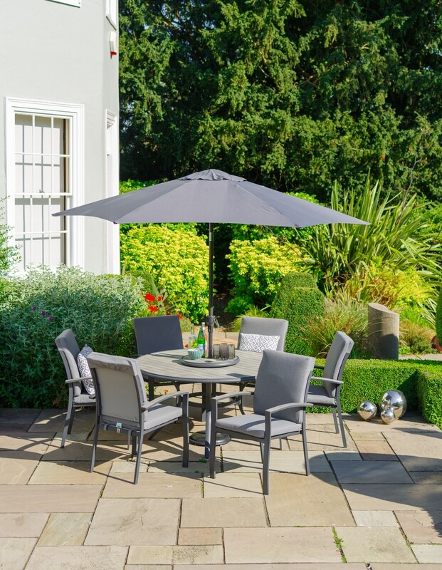 Turin 6 Seater Dining set with Lazy Susan &amp; 3.0m Parasol