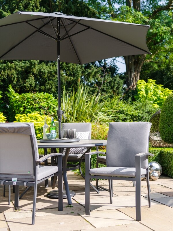 Turin 6 Seater Dining set with Lazy Susan &amp; 3.0m Parasol