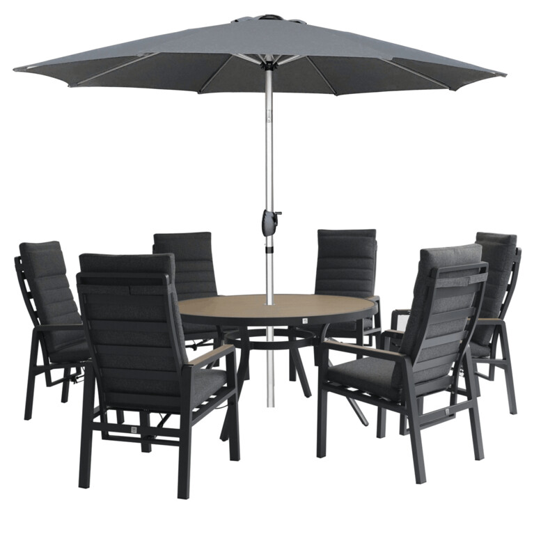 Panama Reclining 6 Seat Round Dining Set