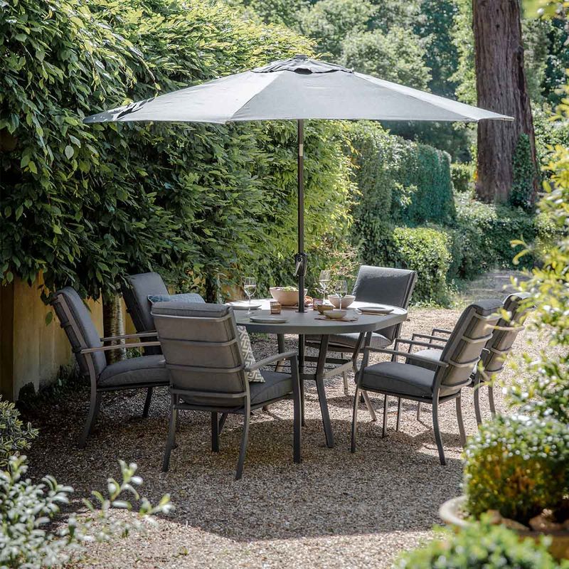 Monza 6 Seat Dining Set with Highback Armchairs