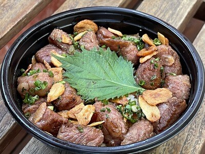 Japan Wagyu Saikoro Don with Onsen Egg Japan Wagyu Saikoro Don with Onsen Egg
