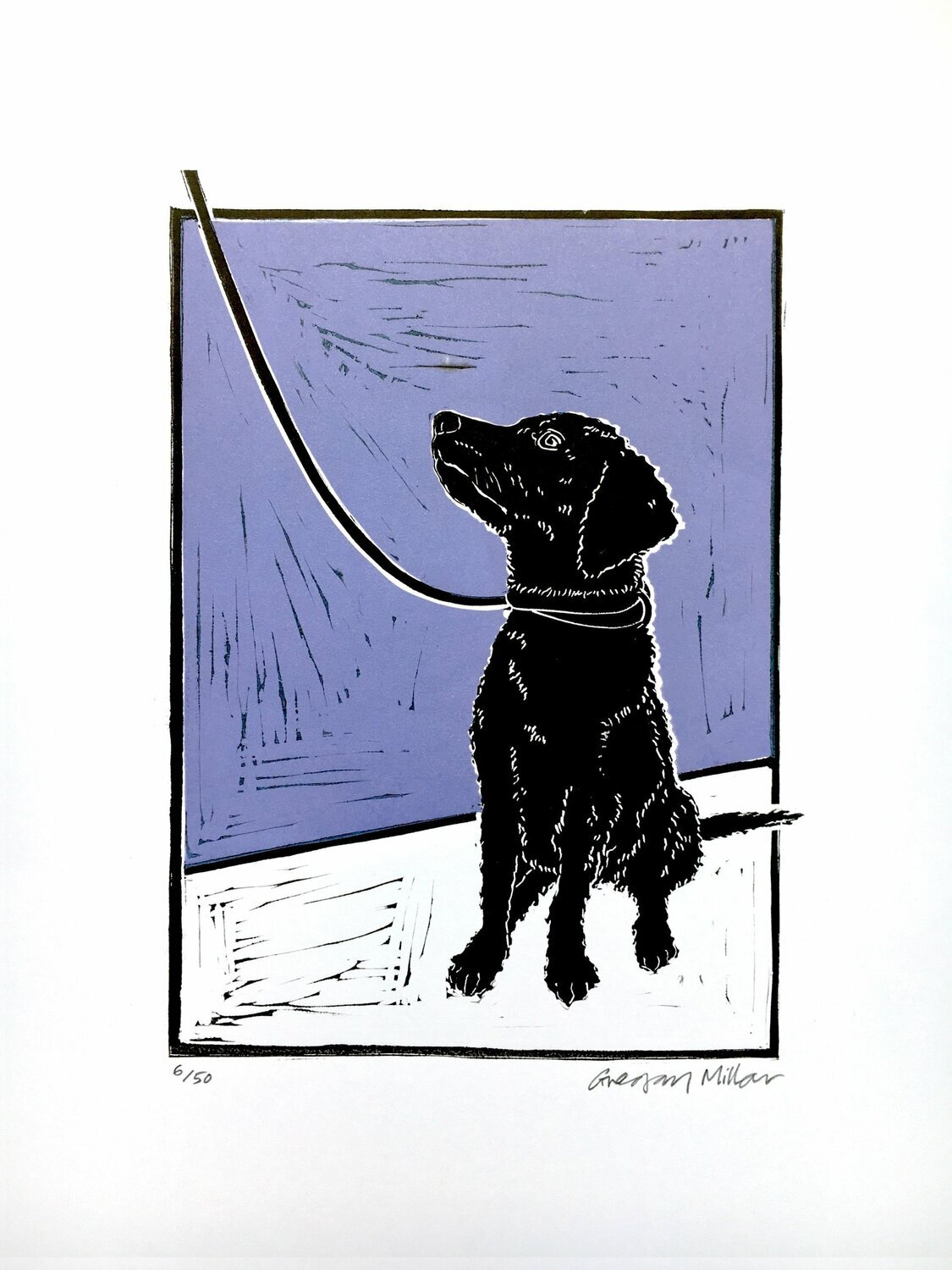 Black Labrador on Purple by Greg Millar