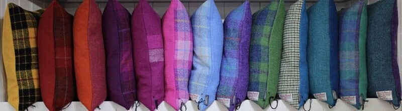 Selection of Harris Tweed cushions by Angela Thomson