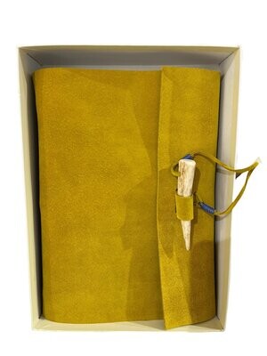 A5 mustard suede journal by Carol Russell
