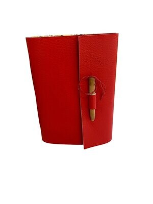 A6 Red leather journal by Carol Russell