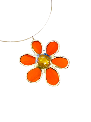 Orange daisy pendant by Lorna C Radbourne