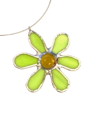 Green daisy pendant by Lorna C Radbourne