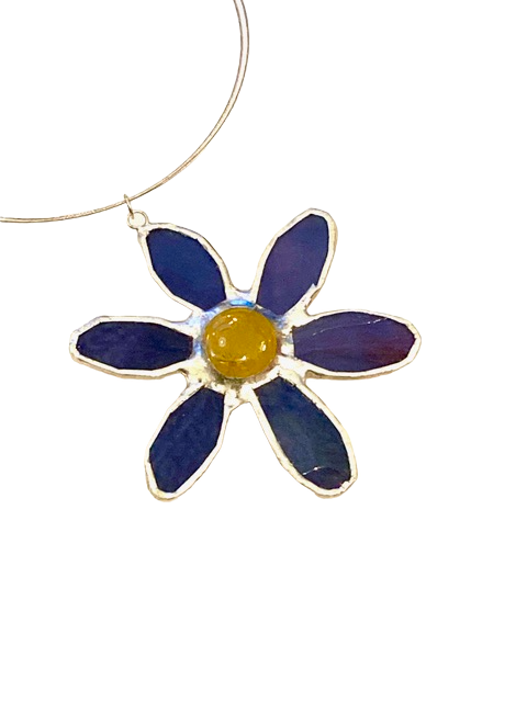 Purple daisy pendant by Lorna C Radbourne