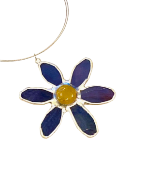 Purple daisy pendant by Lorna C Radbourne