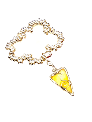 Yellow heart bracelet by Lorna C Radbourne