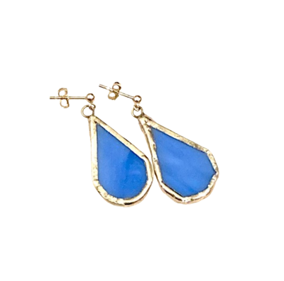 Blue stud earrings by Lorna C Radbourne