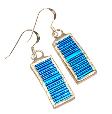 Turquoise long rectangle earrings by Lorna C Radbourne