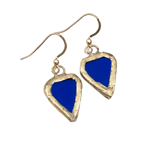 Blue heart earrings by Lorna C Radbourne