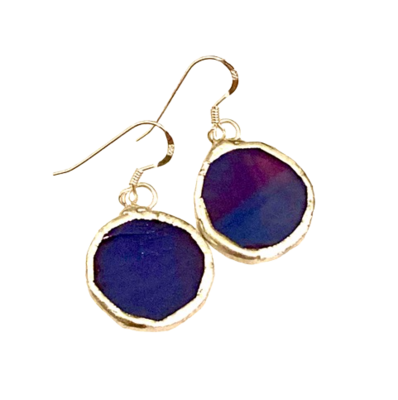 Purple round earrings by Lorna C Radbourne
