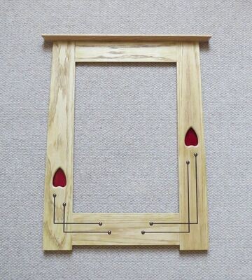 Oak Arts and Crafts Mirror with red glass by Archie McDonald