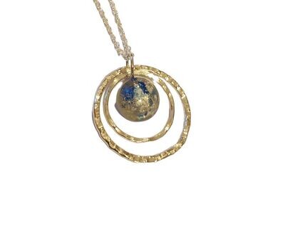 Mottled blue 2 circle pendant by Diana King