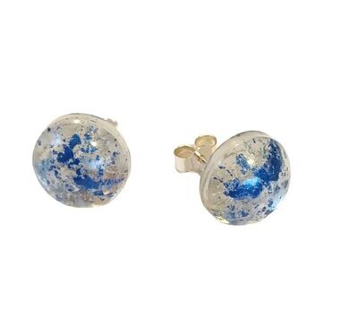 Medium mottled blue resin dome studs by Diana King