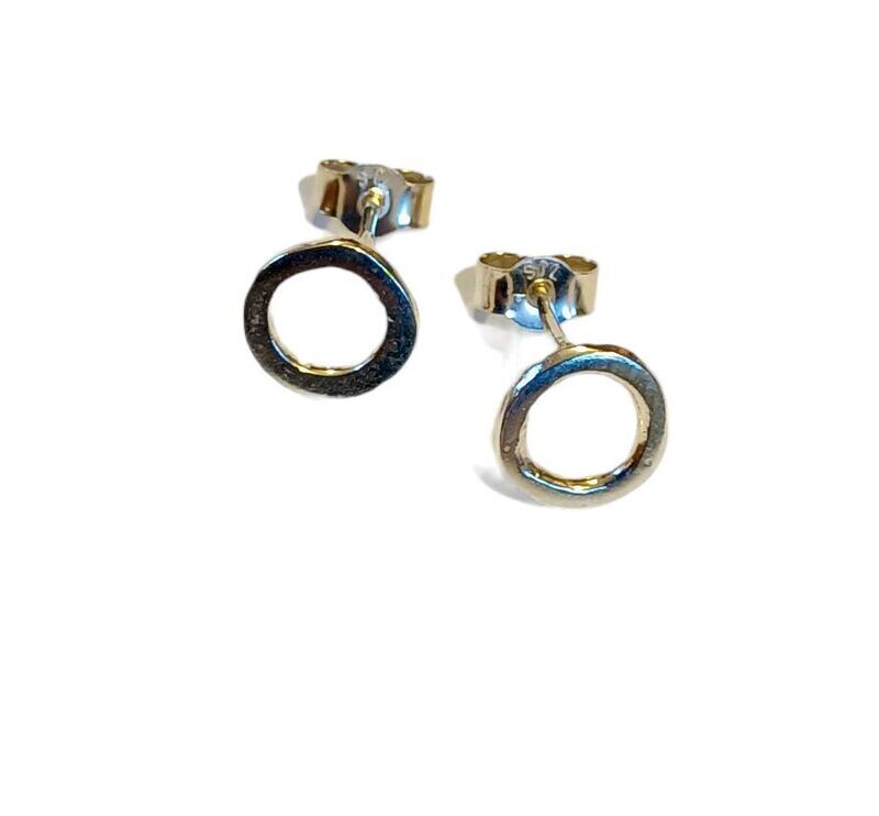Flat silver hoops small studs by Diana King
