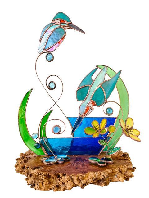 Kingfisher and Kingcups by Lorna C Radbourne