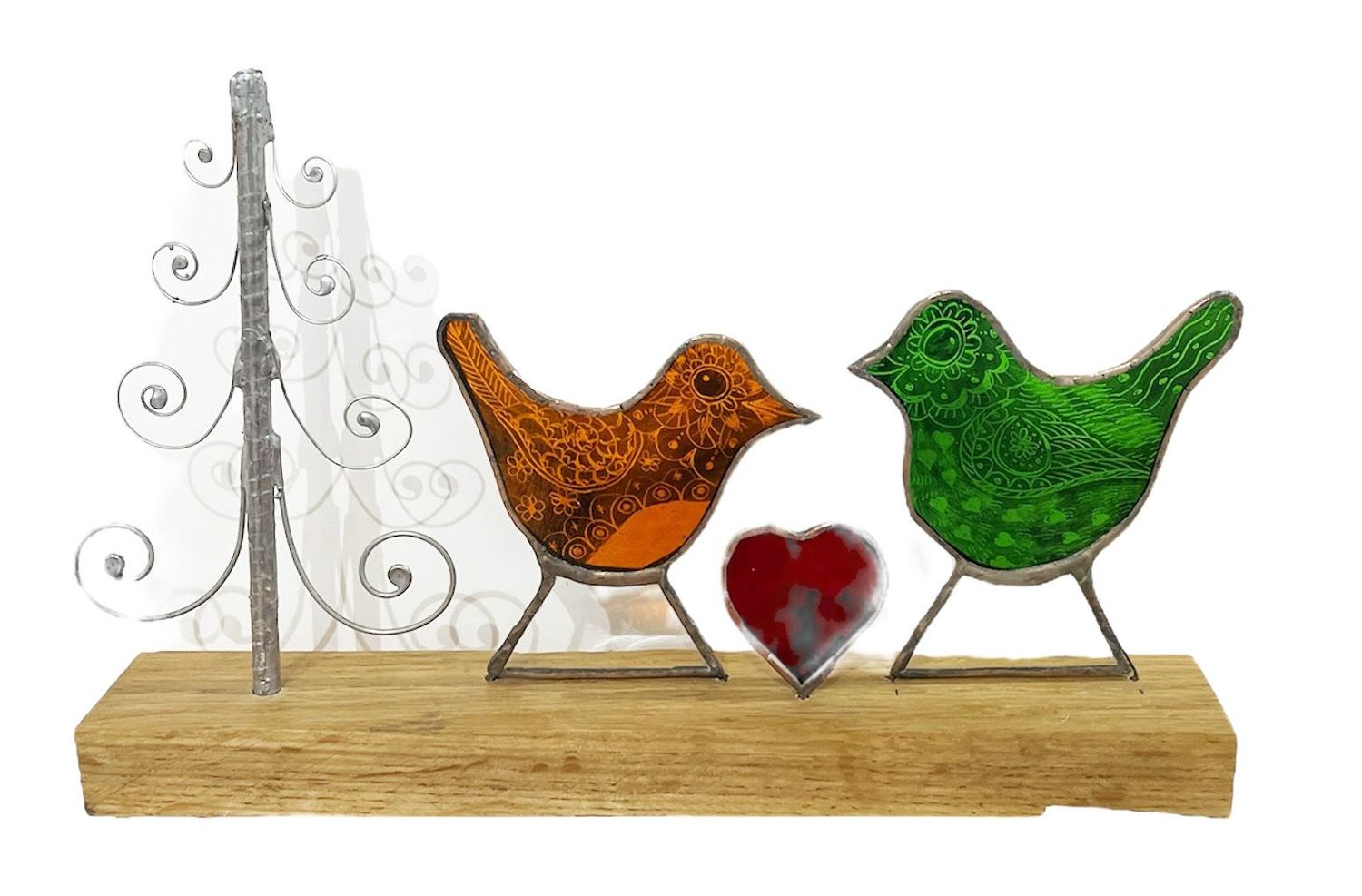 Love birds & spiral tree by Lorna C Radbourne