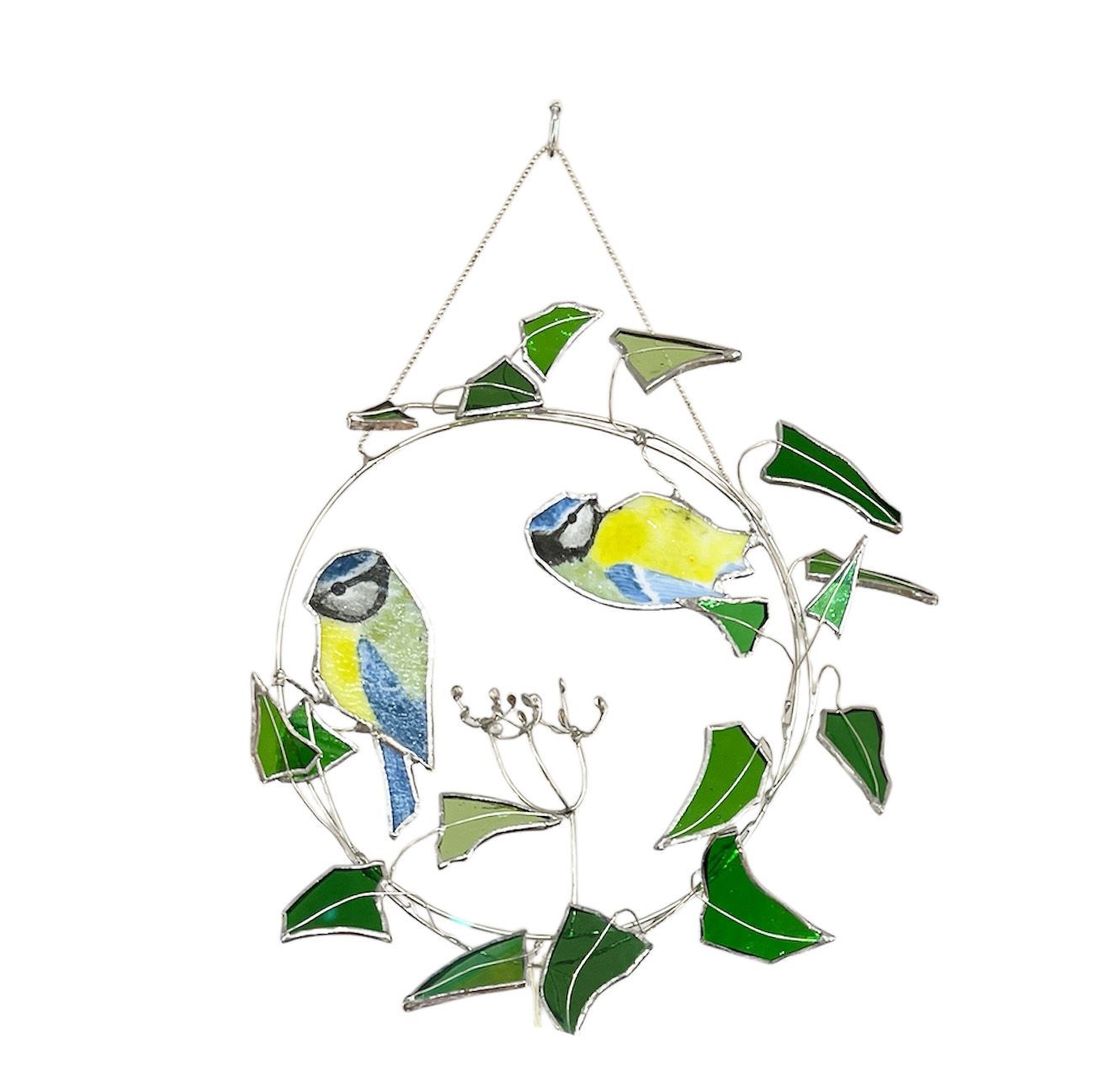 Blue tit wreath by Lorna C Radbourne