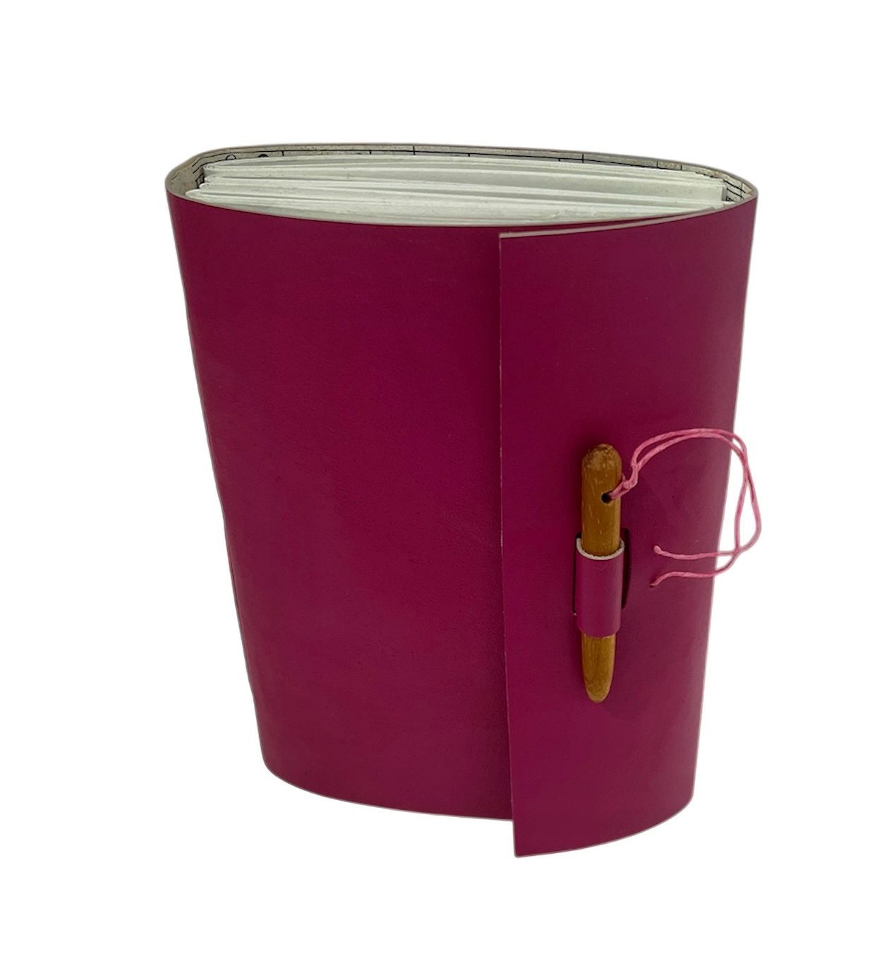 A6 Fushia leather journal by Carol Russell