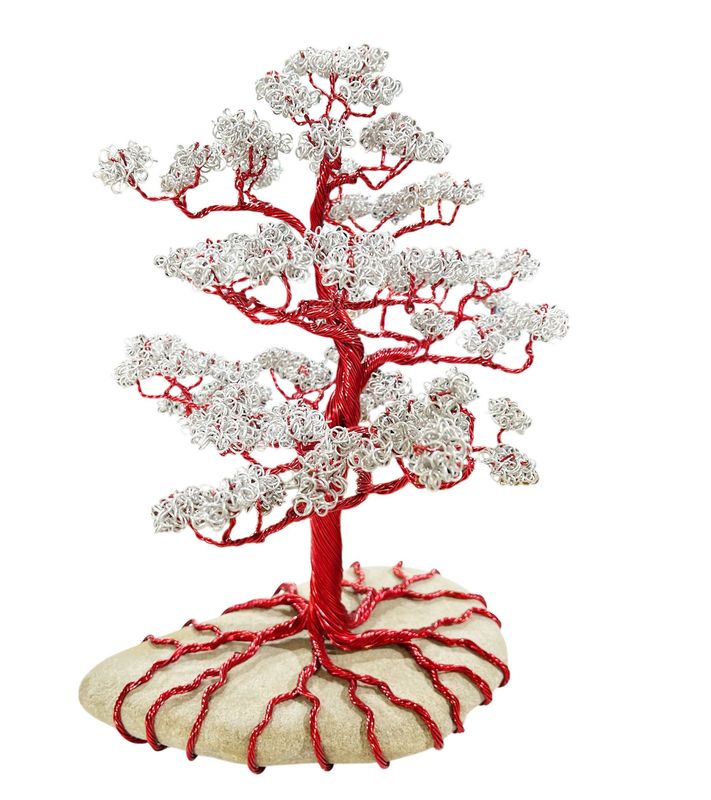 Red & silver tree by Laura Woods