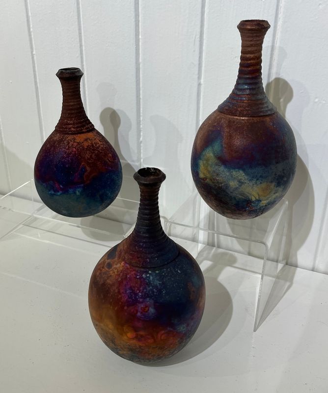 Tall Raku bottle - John Scott