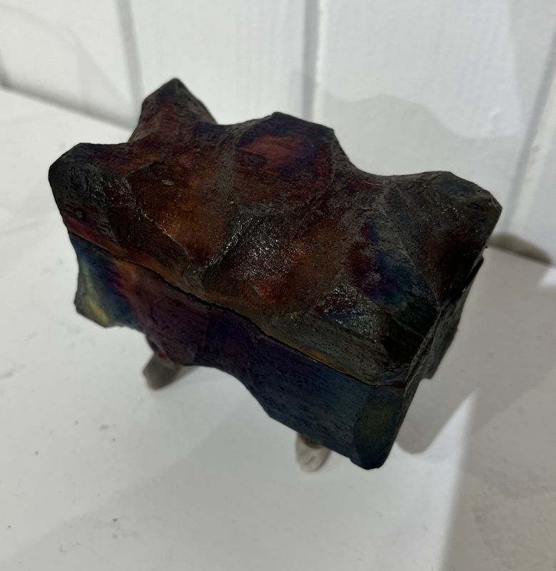 Copper Raku Squat box - John Scott