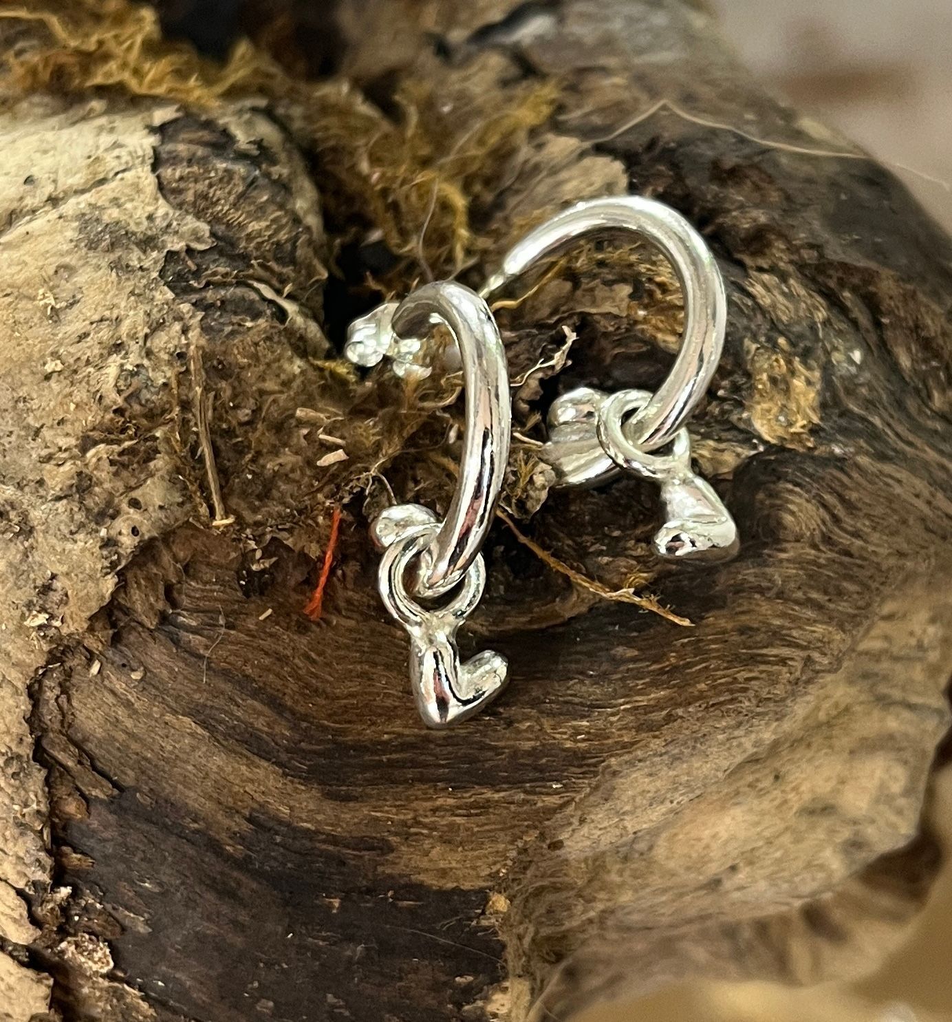 Wee heart charm hoops by Silverpickle