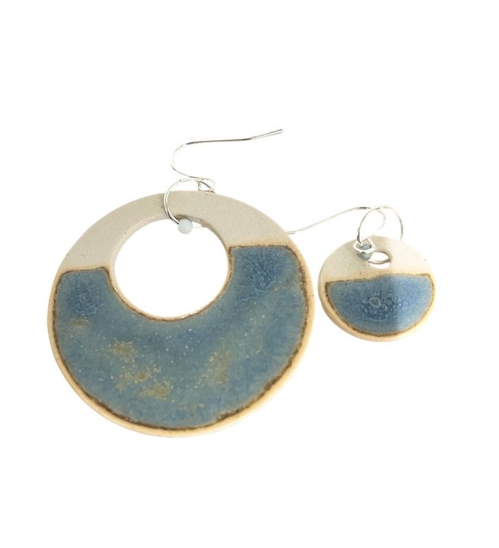 Fiddlers earring with blue glaze by Emily K Goan Fiddlers earring with blue glaze by Emily K Goan