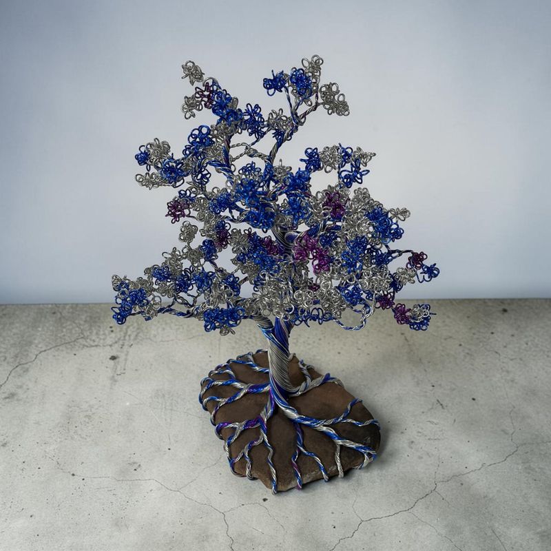 Blue silver & purple tree by Laura Woods Blue silver & purple tree by Laura Woods