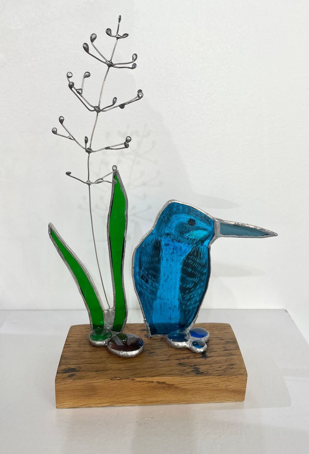 Kingfisher on wood by Lorna C Radbourne