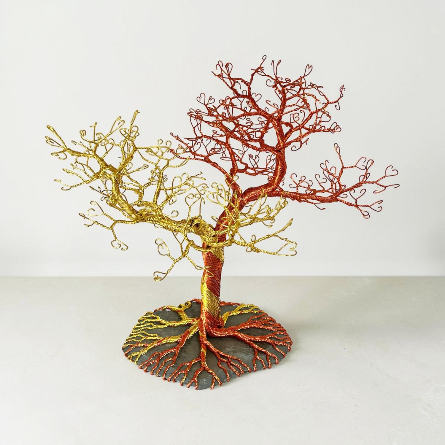 Gold and Orange Tree on stone by Laura Woods