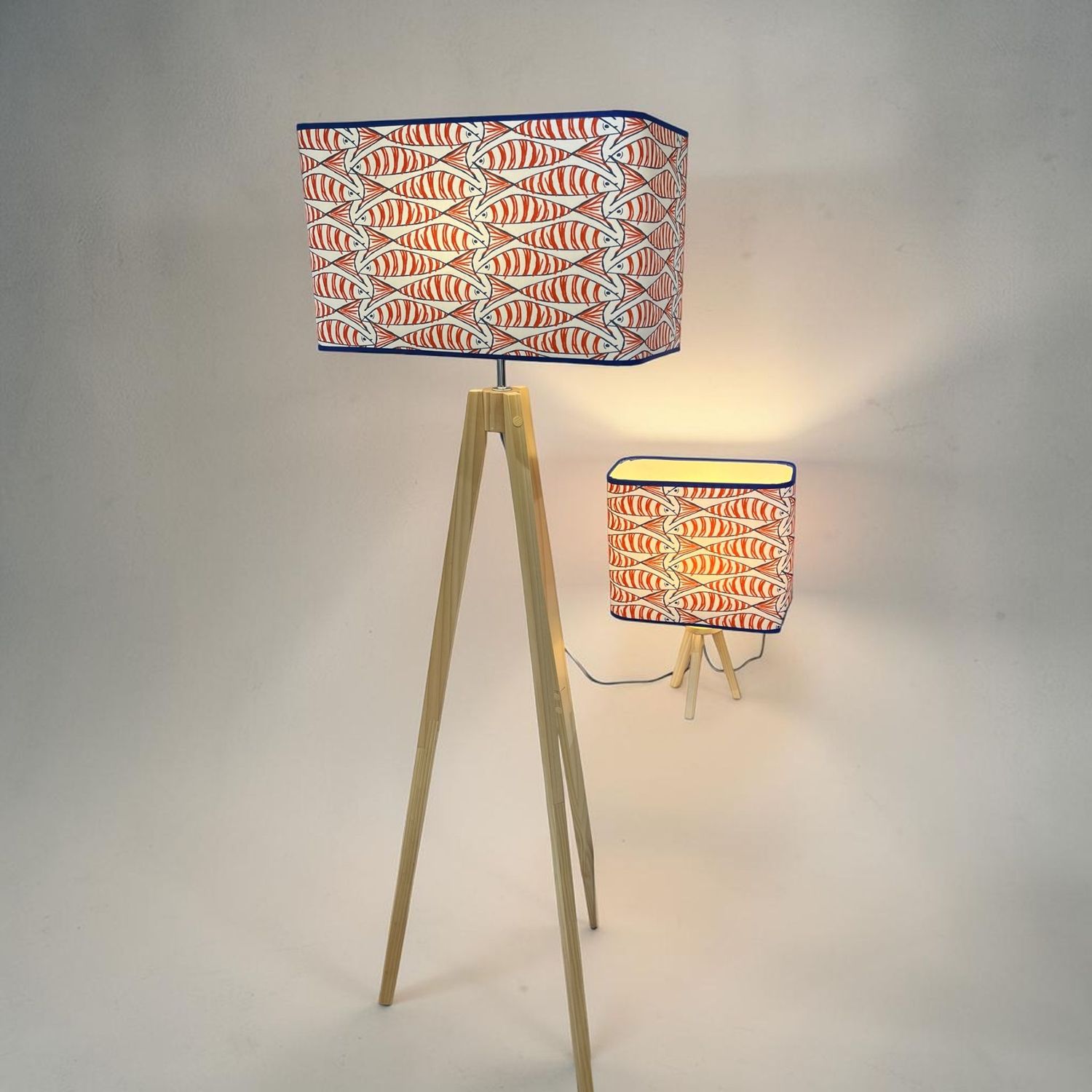 Cornish sardines standard lampshade by Angela Thomson