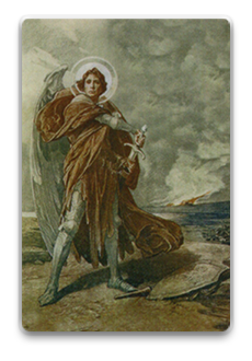 Erzengel-Michael-Bildchen mit geweihtem Michaelssalz