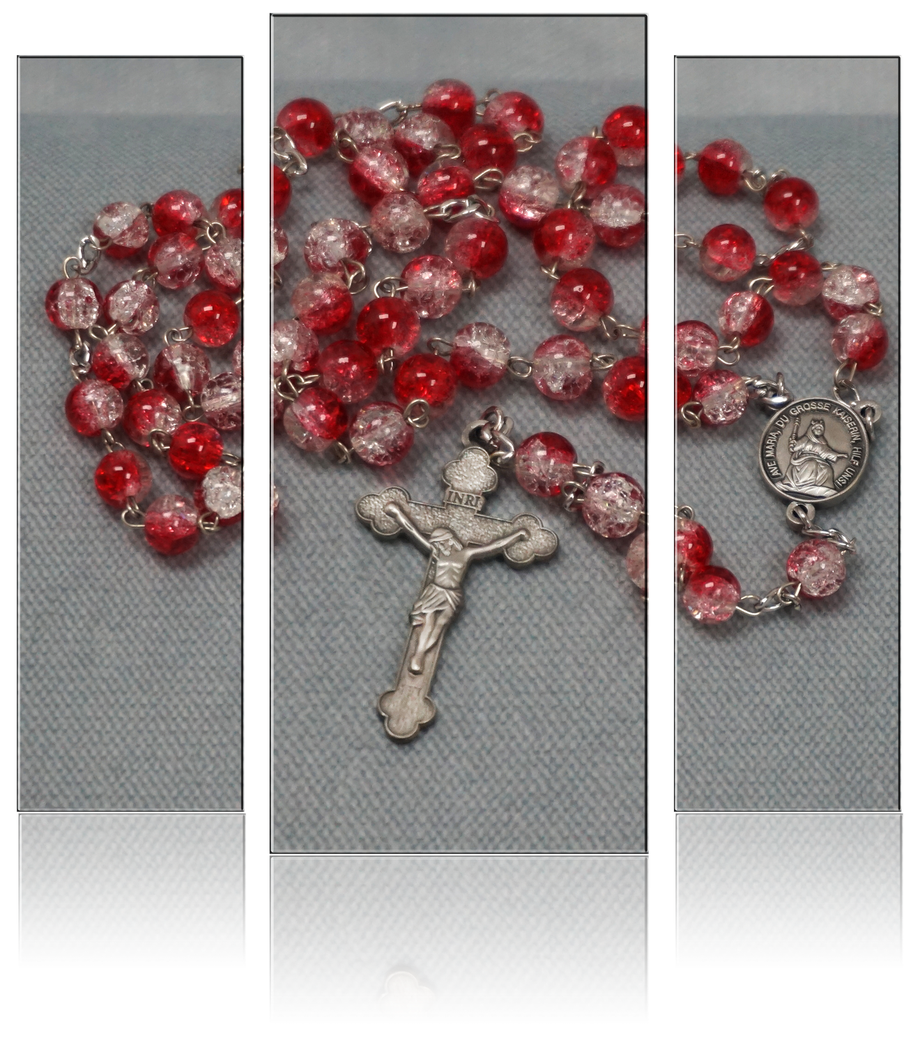 Rosenkranz - Glaskristall rot-weiss