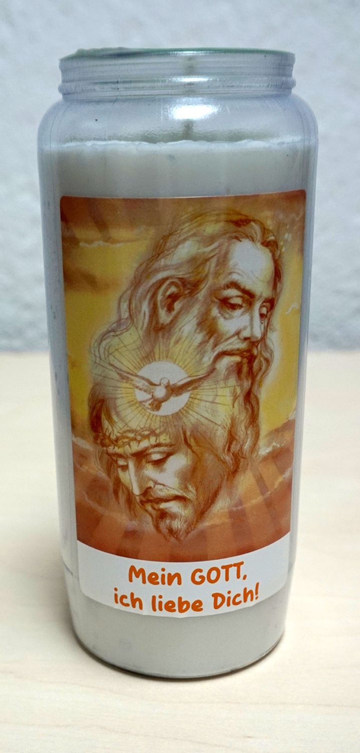 Kompolichtkerze Motiv „Heiligste DREIFALTIGKEIT“