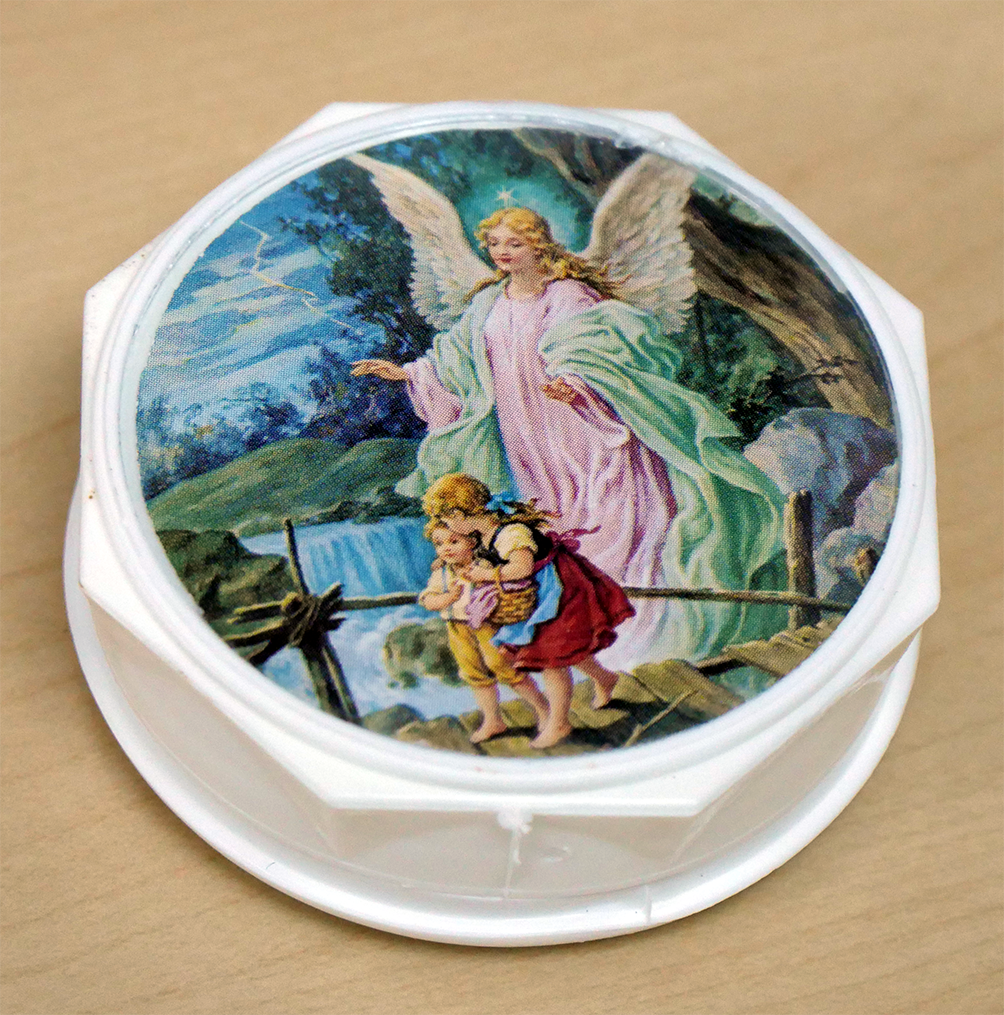 Rosenkranzdose Motiv „Schutzengel/Kelch“
