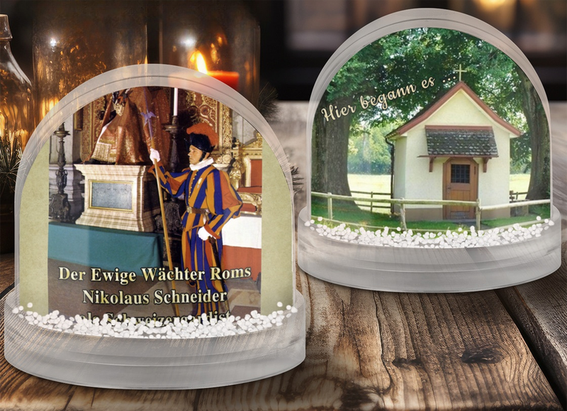 Schneekugel mit Motiv Schweizergardist &amp; Gnadenkapellchen
