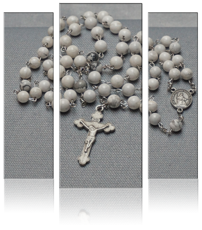 Rosenkranz – Naturstein marmoriert weiss