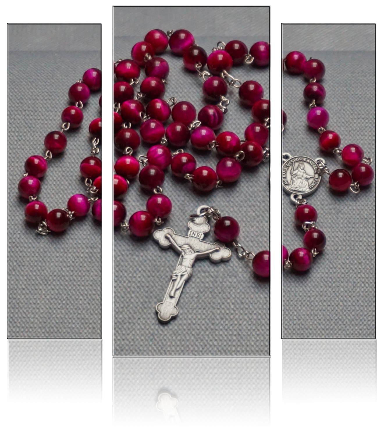 Rosenkranz – Achat Tigerauge magenta