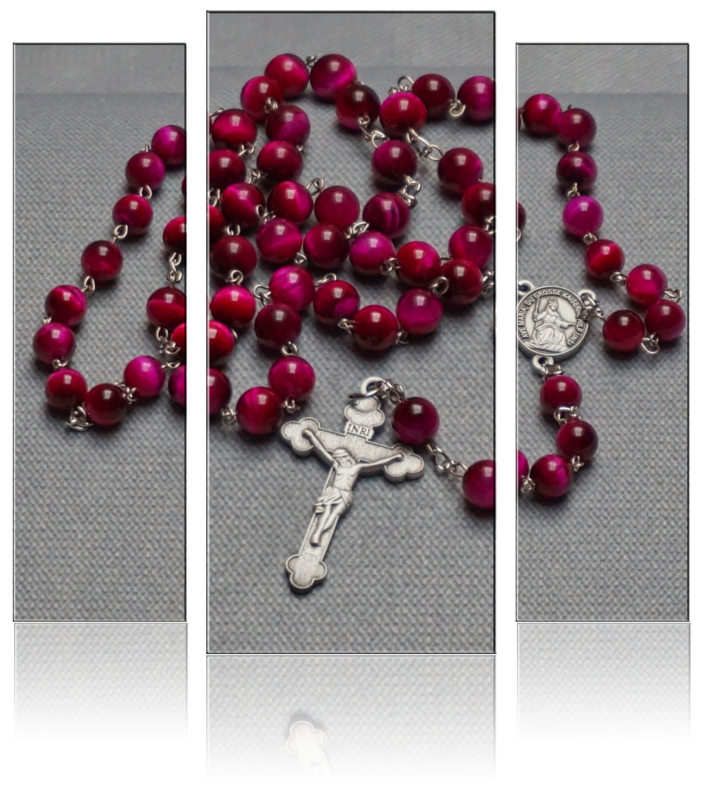 Rosenkranz – Achat Tigerauge magenta