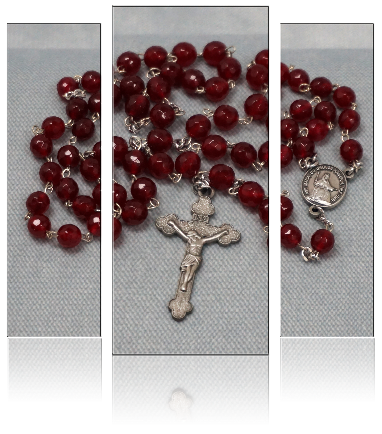 Rosenkranz - Achat Naturstein rot Facetten