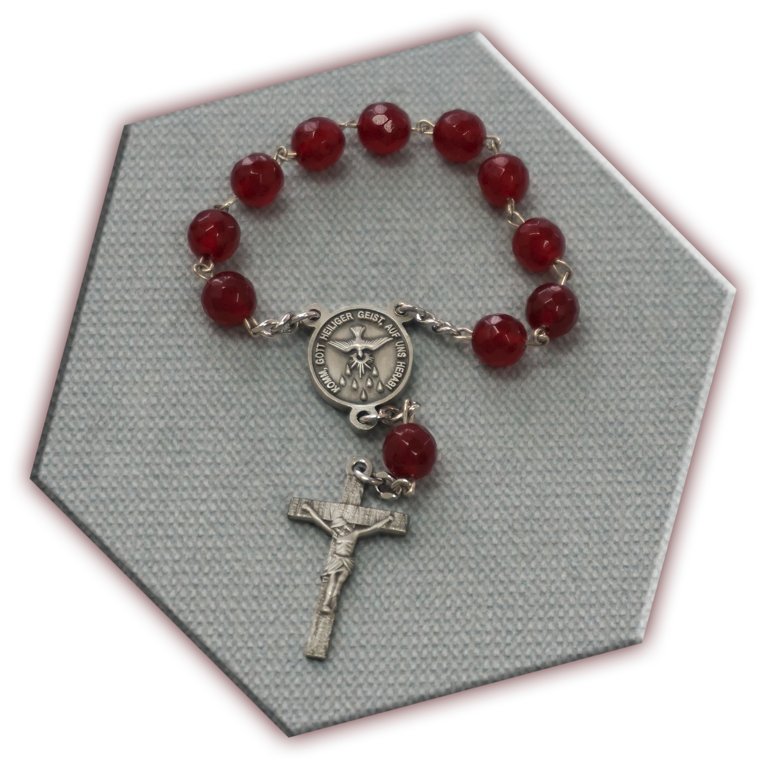Zehner-Rosenkranz - Achat Naturstein rot Facetten