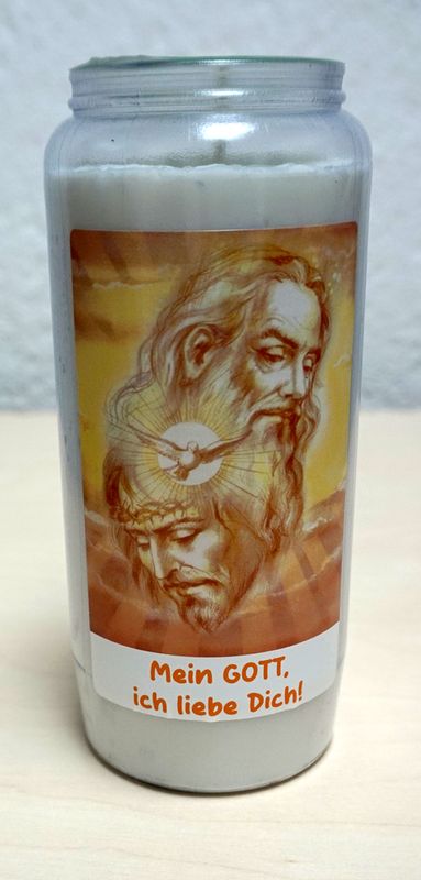 Kompolichtkerze Motiv „Heiligste DREIFALTIGKEIT“