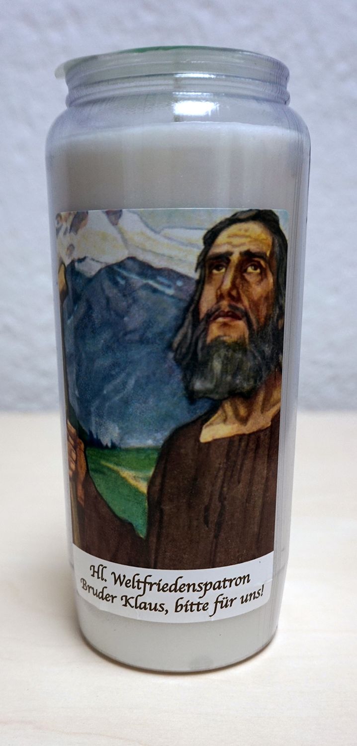 Kompolichtkerze Motiv „Hl. Bruder Klaus“