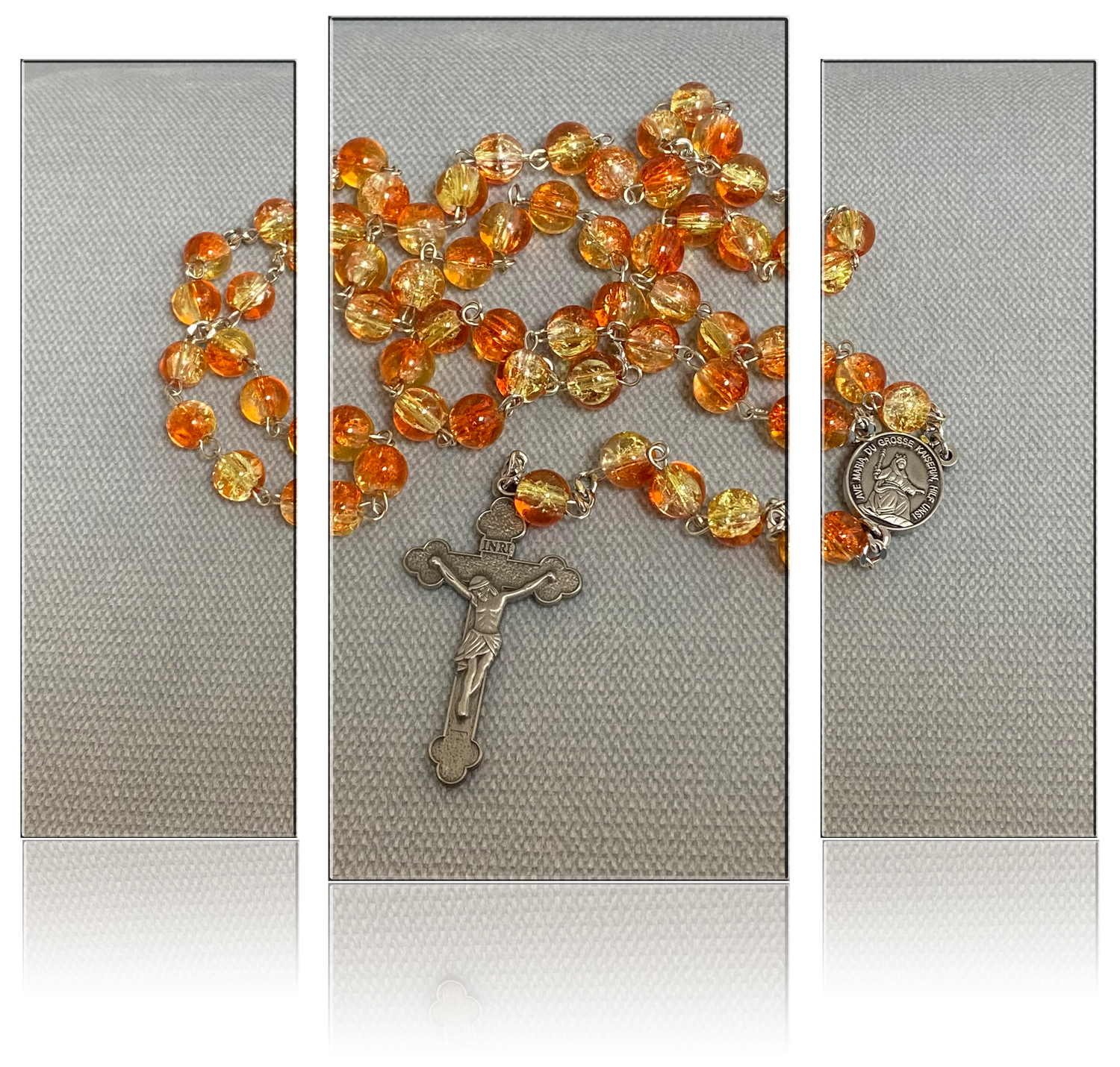 Rosenkranz - Glaskristall orange-gold