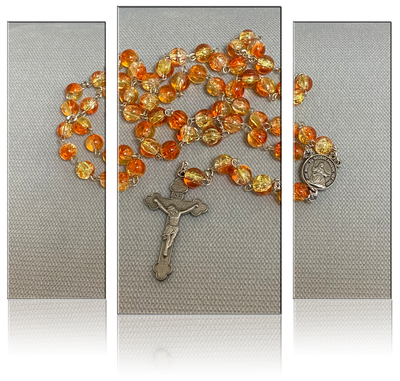 Rosenkranz - Glaskristall orange-gold