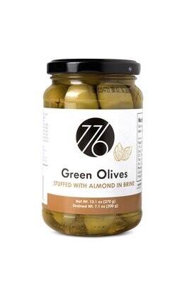 Greek Green Olives stuffed with Almond in Brine